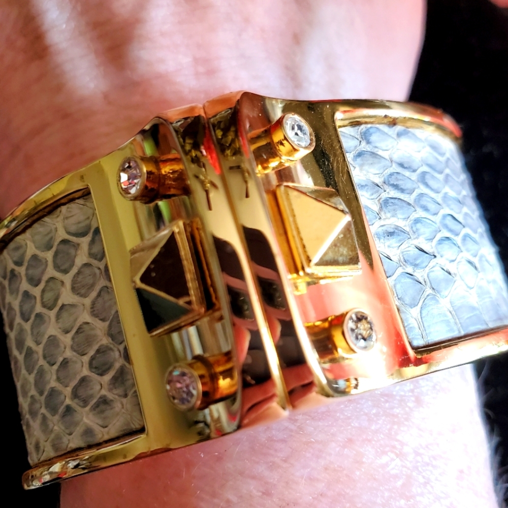 Stella and Dot Bello leather snakeskin bracelet